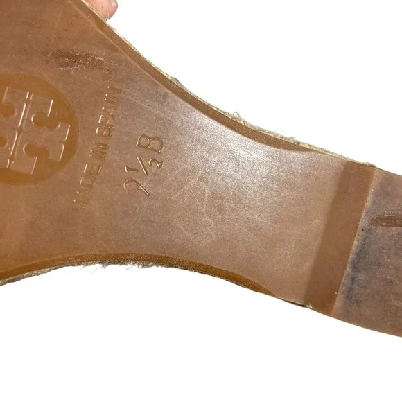 Tory Burch Jackie canvas peep toe wedge espadrille heels 9.5 M - Picture 14 of 14